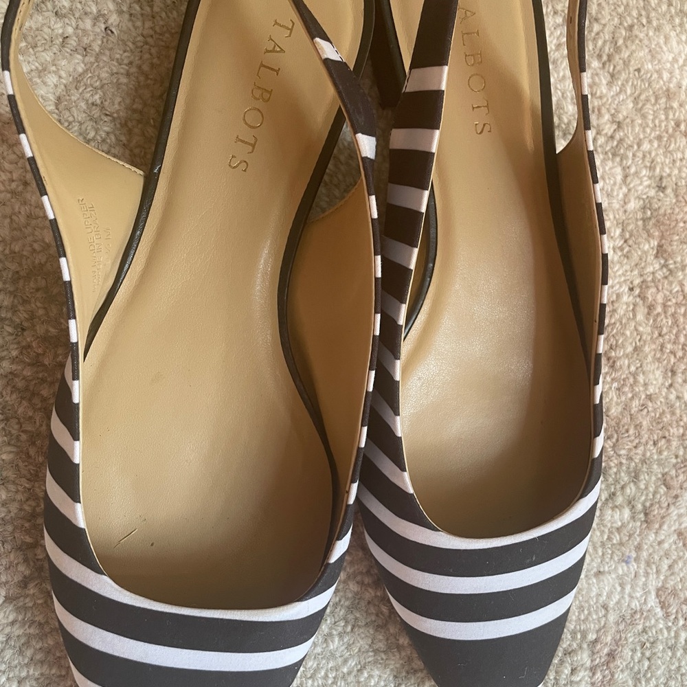 Talbots Striped Black and White Slingback flats - Picture 5 of 5